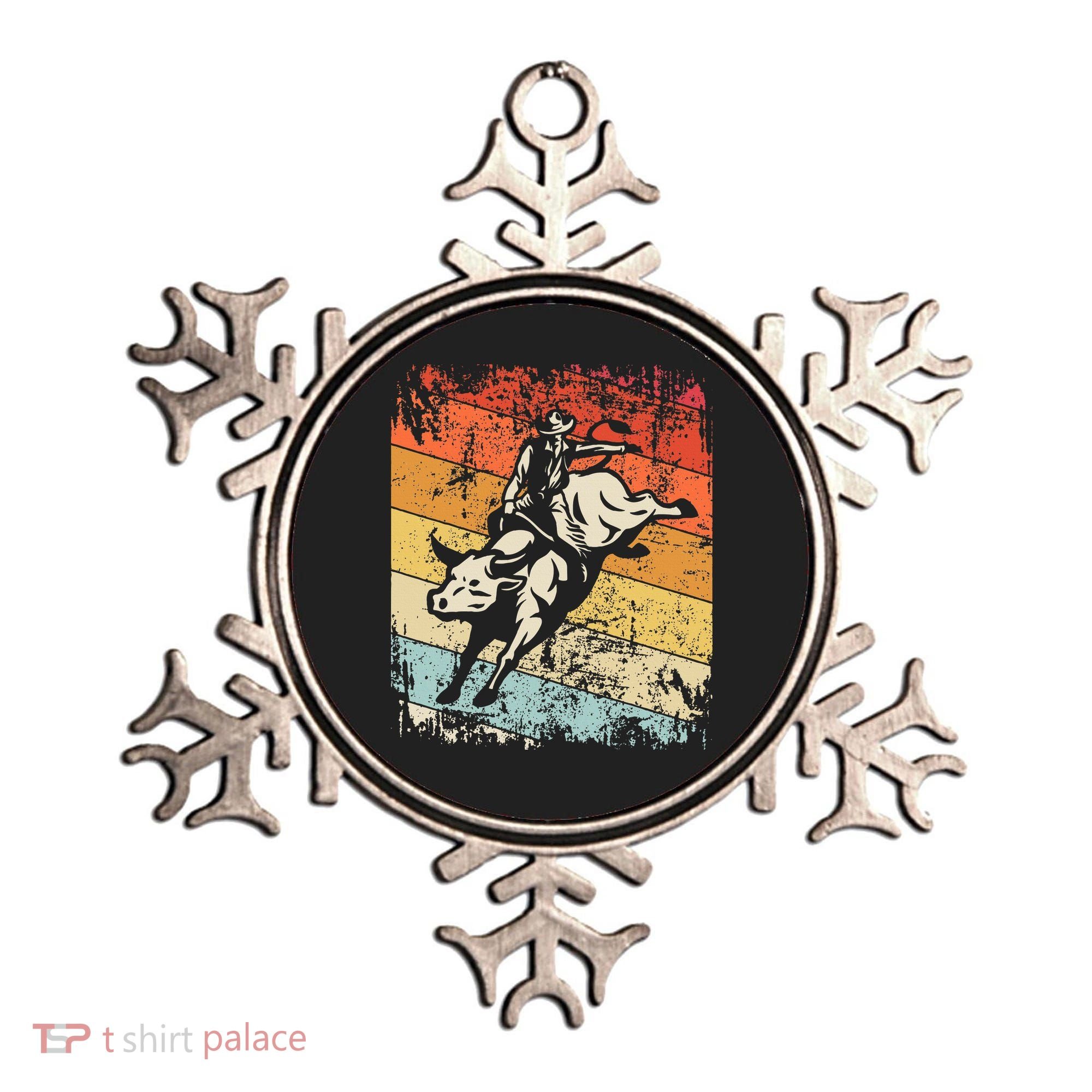 Retro Bull Riding For Cowboy Ornament