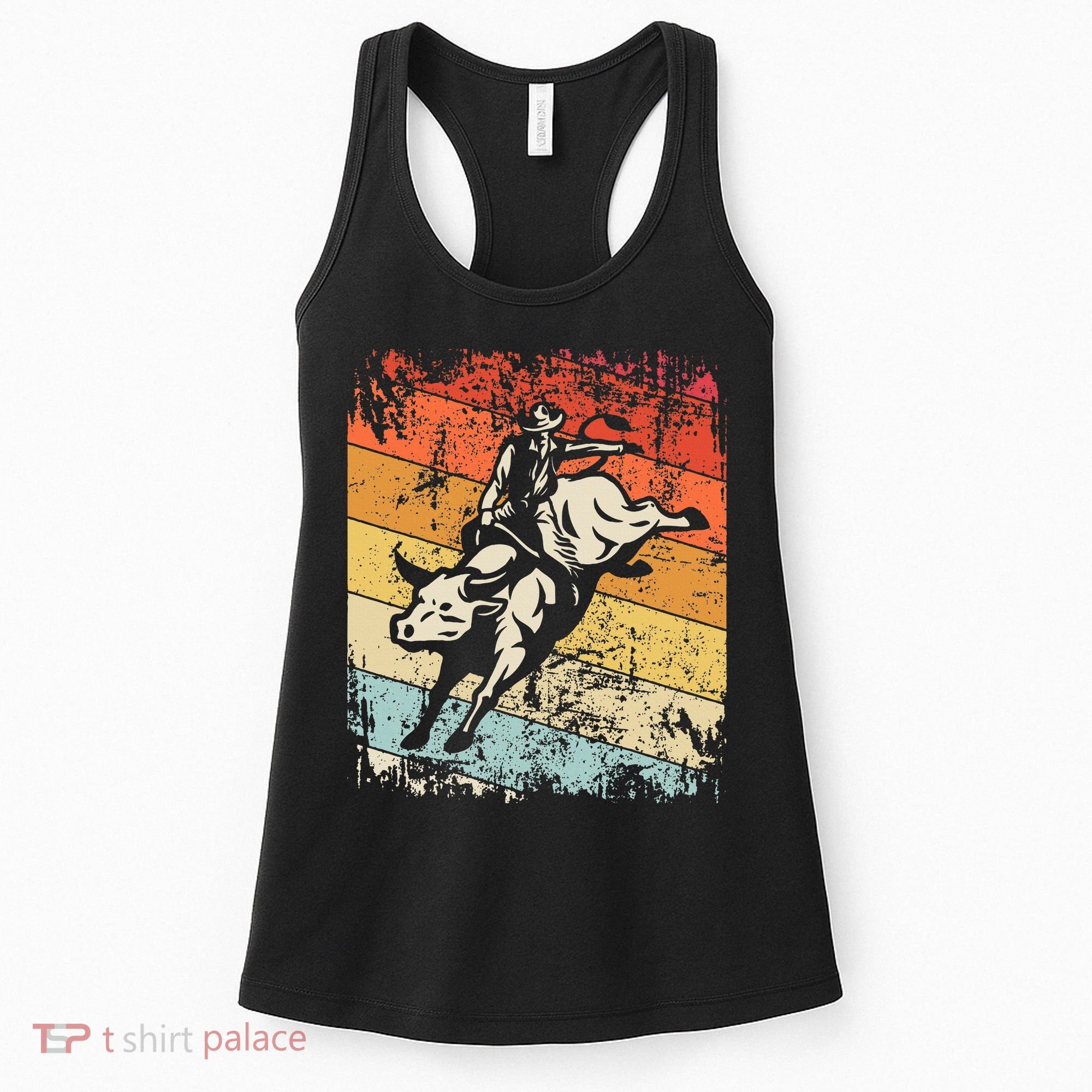 Retro Bull Riding For Cowboy Women's Tank Top