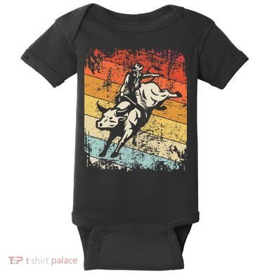 Retro Bull Riding For Cowboy Baby Bodysuit