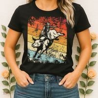 Retro Bull Riding For Cowboy Women's T-Shirt thumb 2