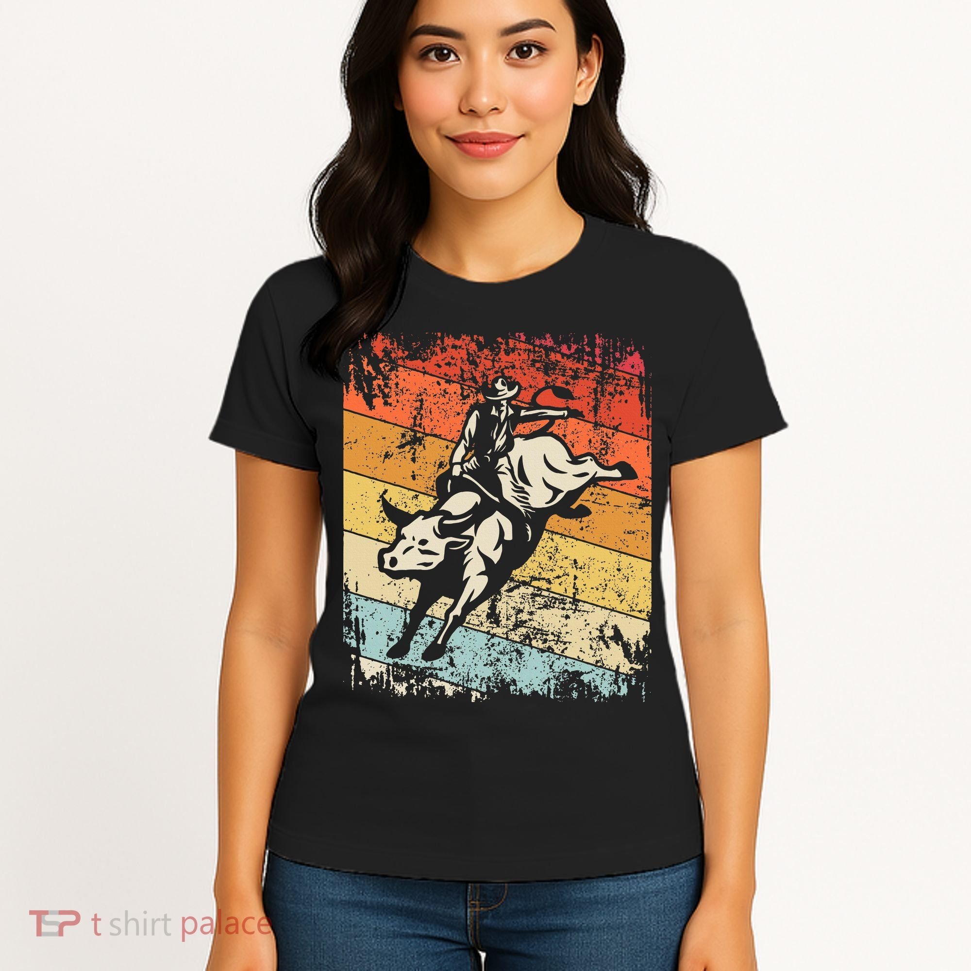Retro Bull Riding For Cowboy Women's T-Shirt