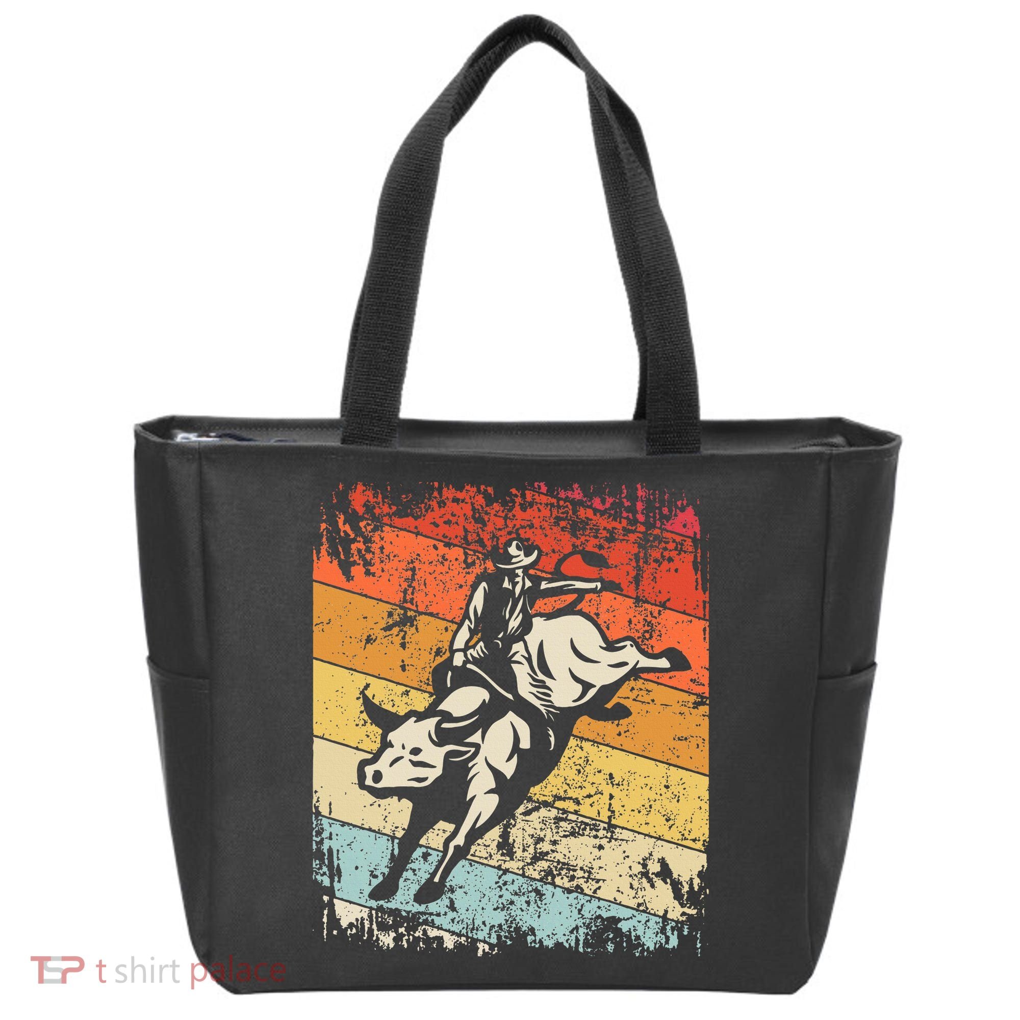 Retro Bull Riding For Cowboy Tote Bag