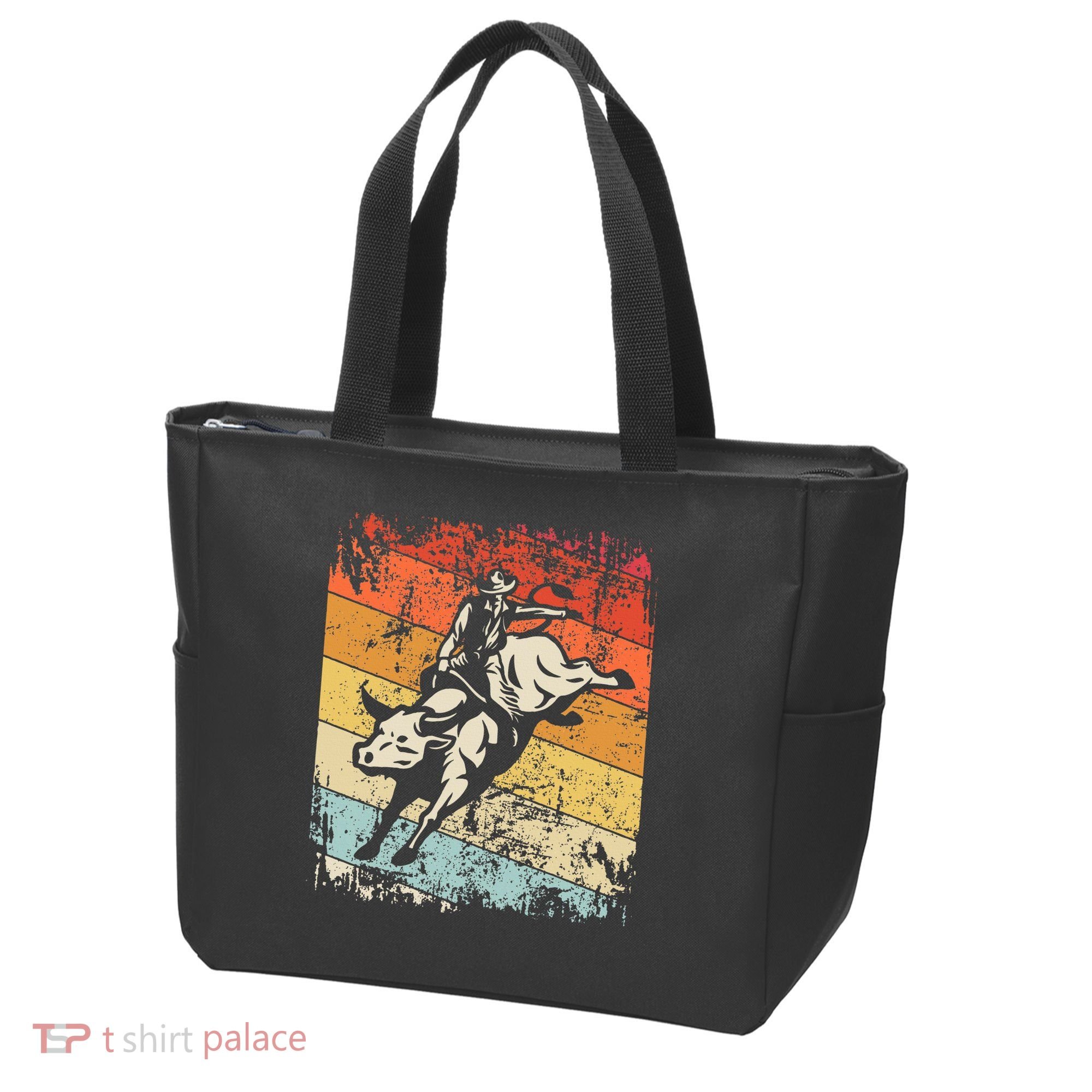 Retro Bull Riding For Cowboy Tote Bag