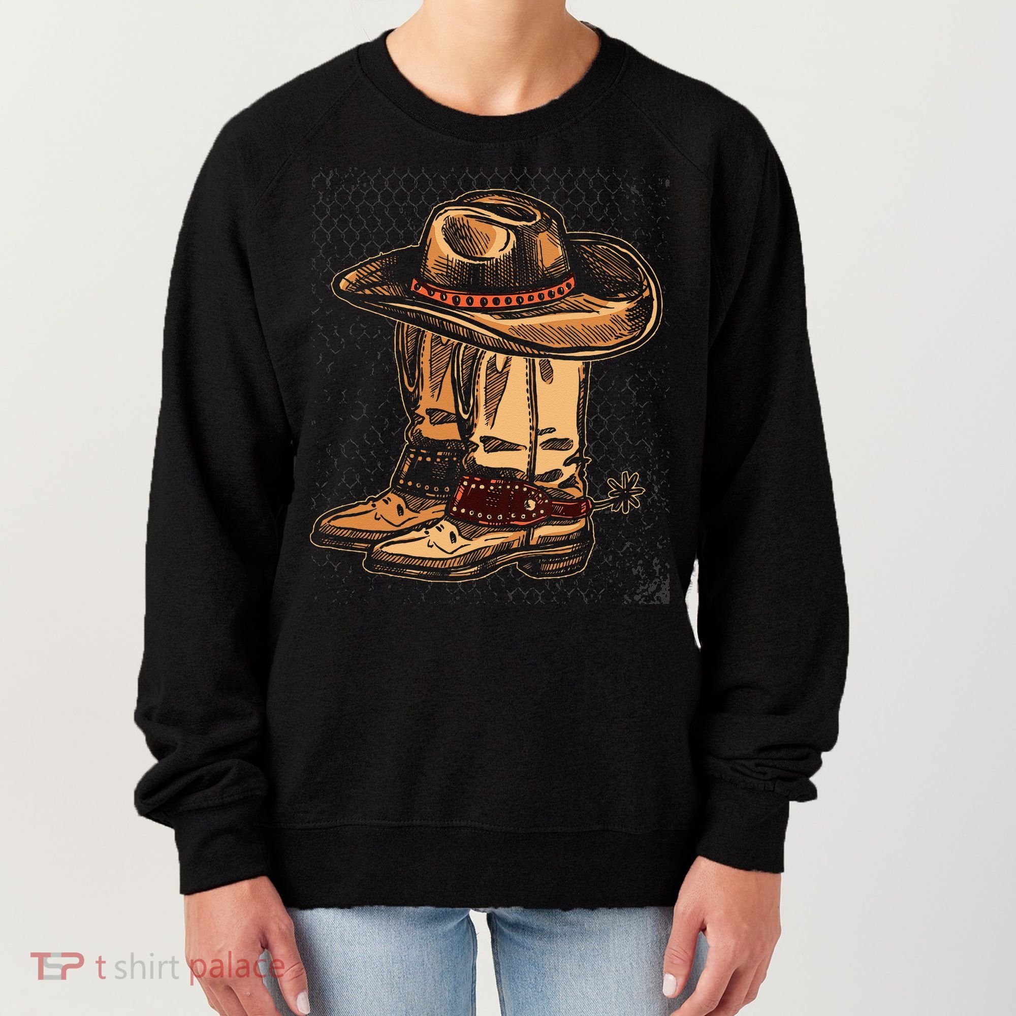 Rodeo Bull Riding Hat Line Dance Boots Cowboy Women's Sweatshirt