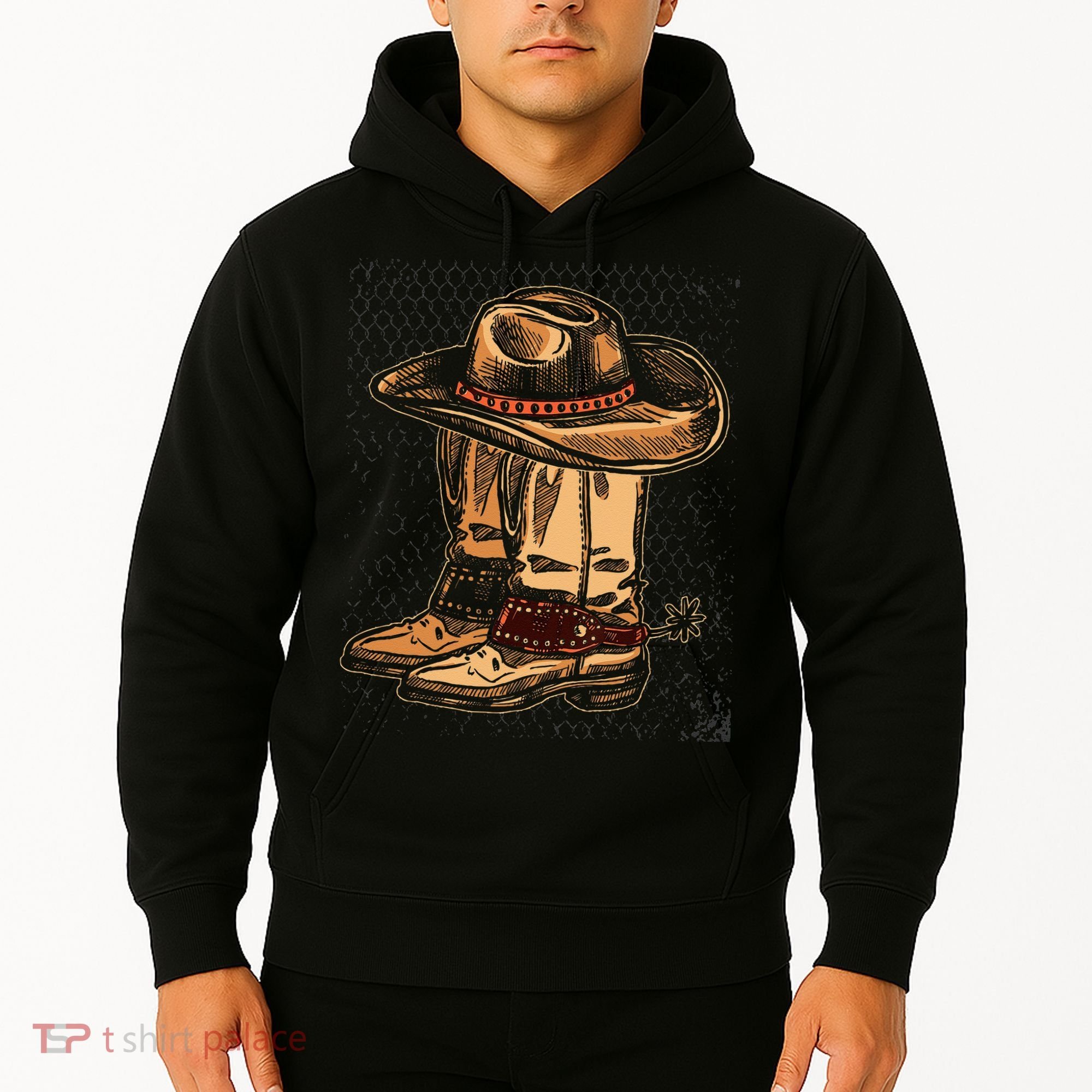 Rodeo Bull Riding Hat Line Dance Boots Cowboy Hoodie