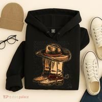 Rodeo Bull Riding Hat Line Dance Boots Cowboy Hoodie thumb 4