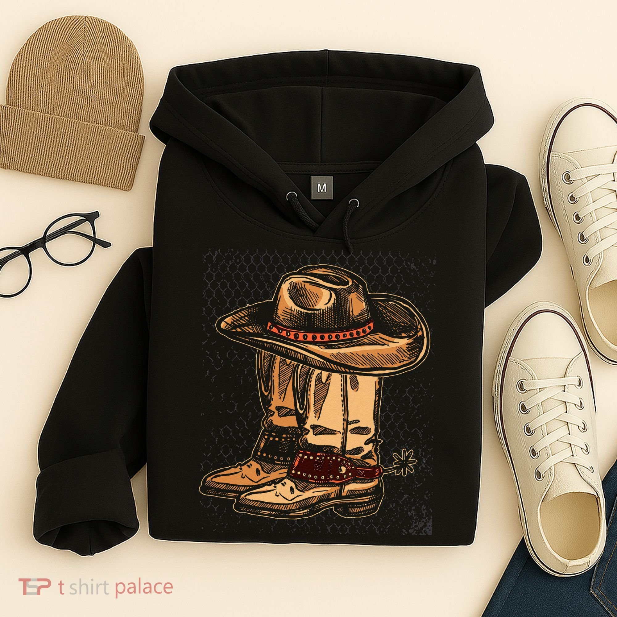 Rodeo Bull Riding Hat Line Dance Boots Cowboy Hoodie