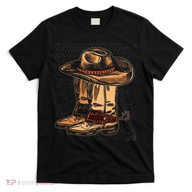 Rodeo Bull Riding Hat Line Dance Boots Cowboy T-Shirt