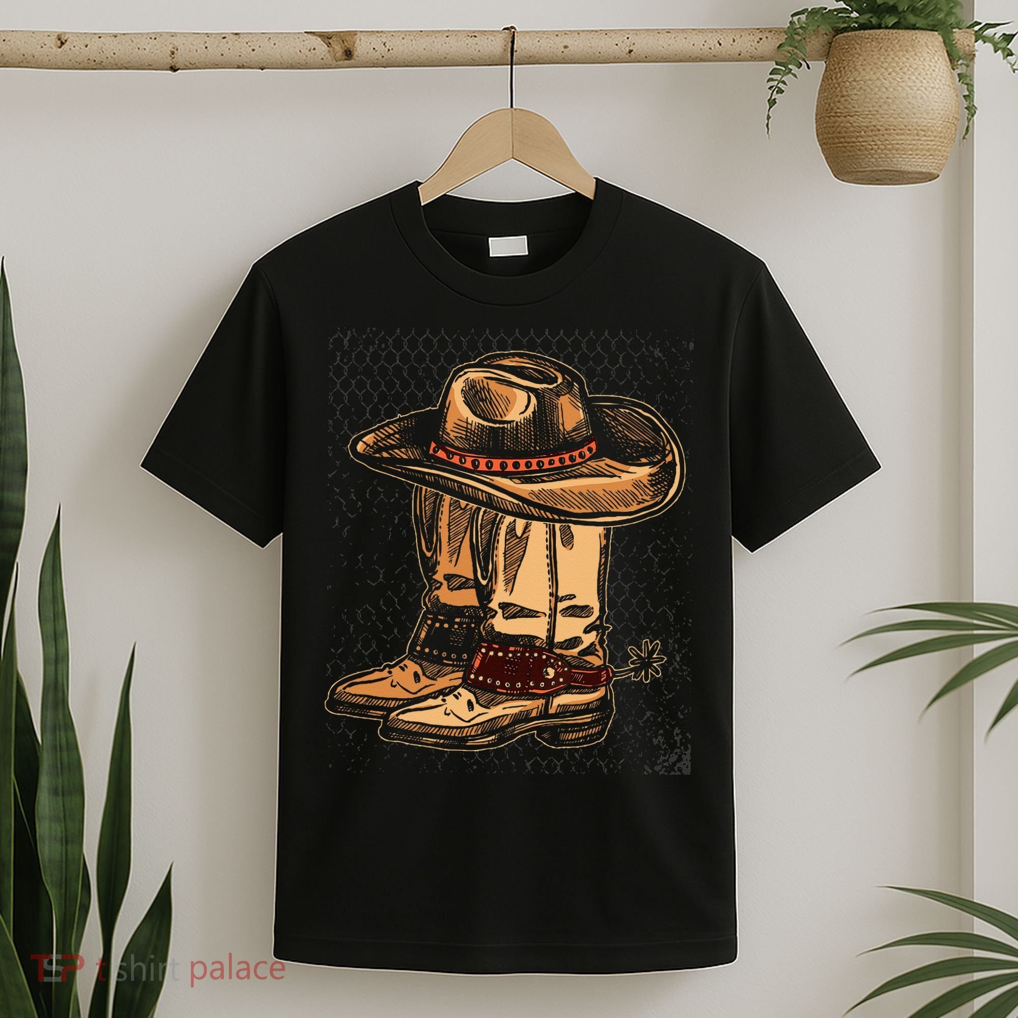 Rodeo Bull Riding Hat Line Dance Boots Cowboy T-Shirt