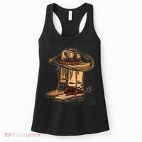Rodeo Bull Riding Hat Line Dance Boots Cowboy Women's Tank Top thumb 0