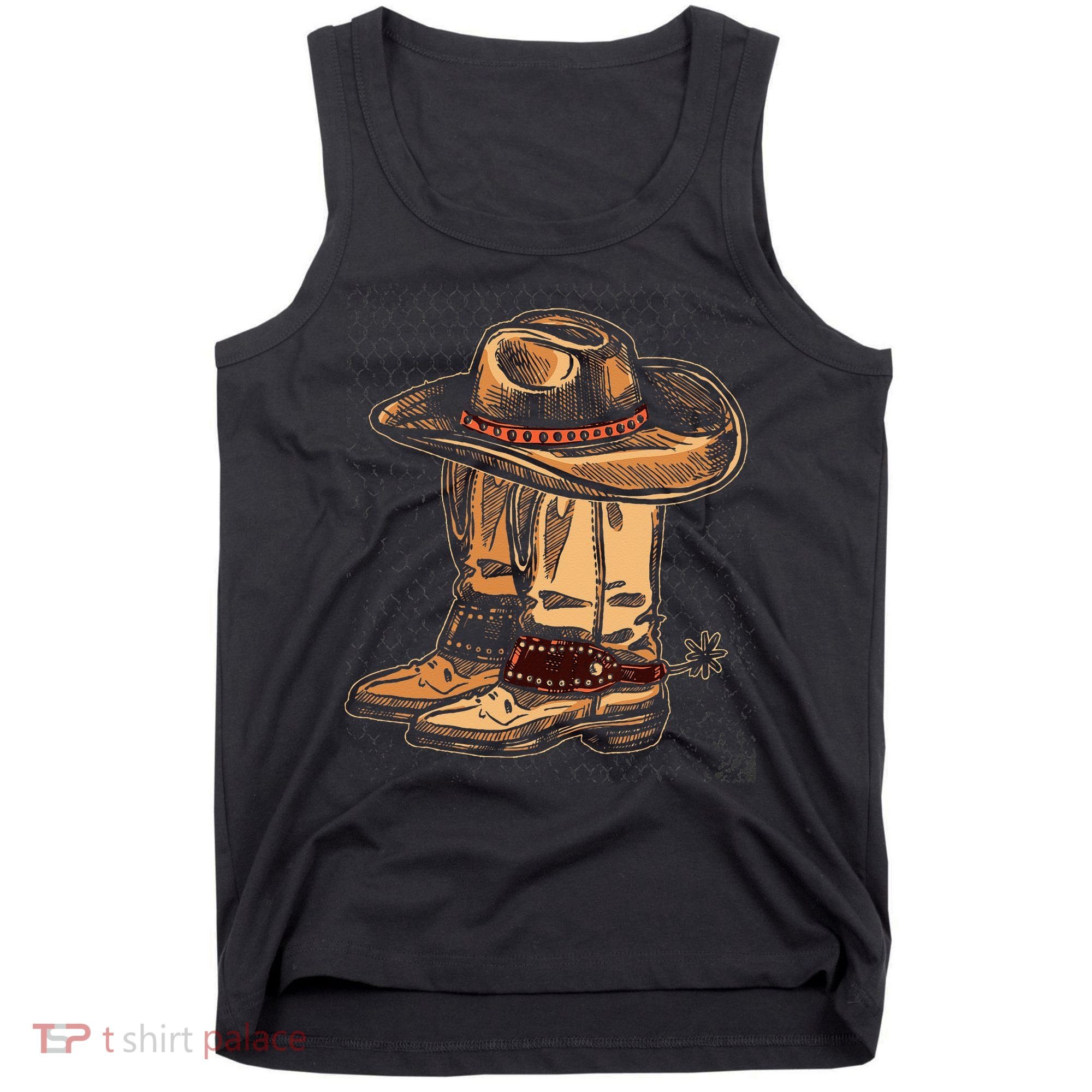 Rodeo Bull Riding Hat Line Dance Boots Cowboy Tank Top