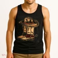 Rodeo Bull Riding Hat Line Dance Boots Cowboy Tank Top thumb 3