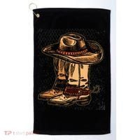 Rodeo Bull Riding Hat Line Dance Boots Cowboy Golf Towel thumb 0