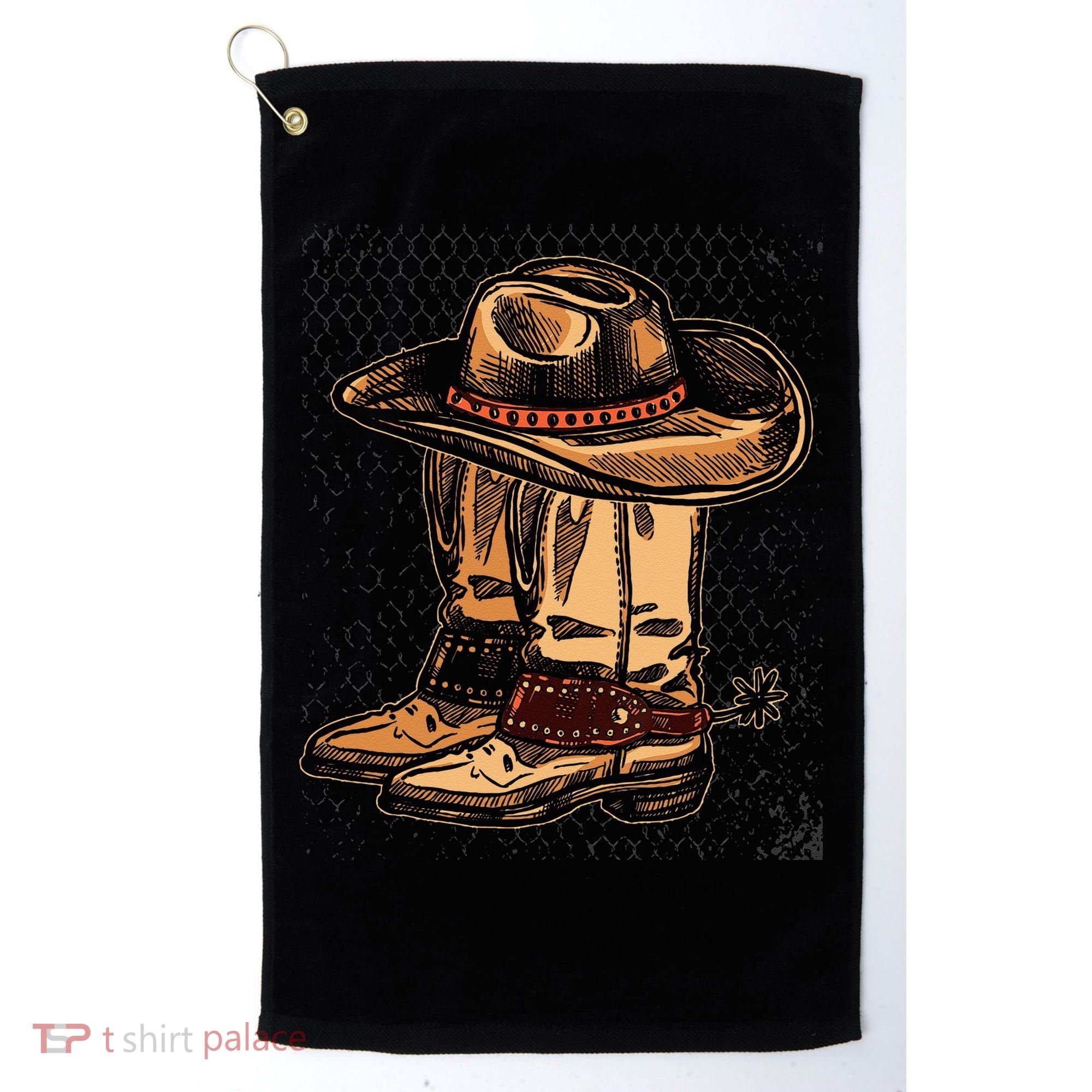 Rodeo Bull Riding Hat Line Dance Boots Cowboy Golf Towel