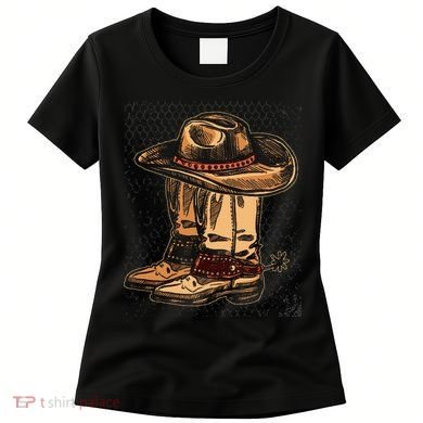 Rodeo Bull Riding Hat Line Dance Boots Cowboy Women's T-Shirt