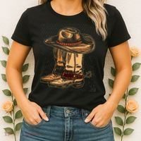 Rodeo Bull Riding Hat Line Dance Boots Cowboy Women's T-Shirt thumb 2
