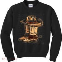 Rodeo Bull Riding Hat Line Dance Boots Cowboy Kids Sweatshirt thumb 0