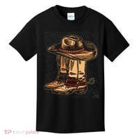 Rodeo Bull Riding Hat Line Dance Boots Cowboy Kids T-Shirt thumb 0