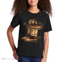 Rodeo Bull Riding Hat Line Dance Boots Cowboy Kids T-Shirt thumb 2