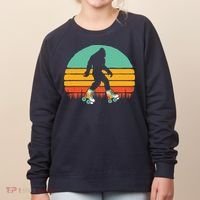 Retro Bigfoot Roller Skating Sasquatch 80s Skater Graphic Women's Sweatshirt thumb 0