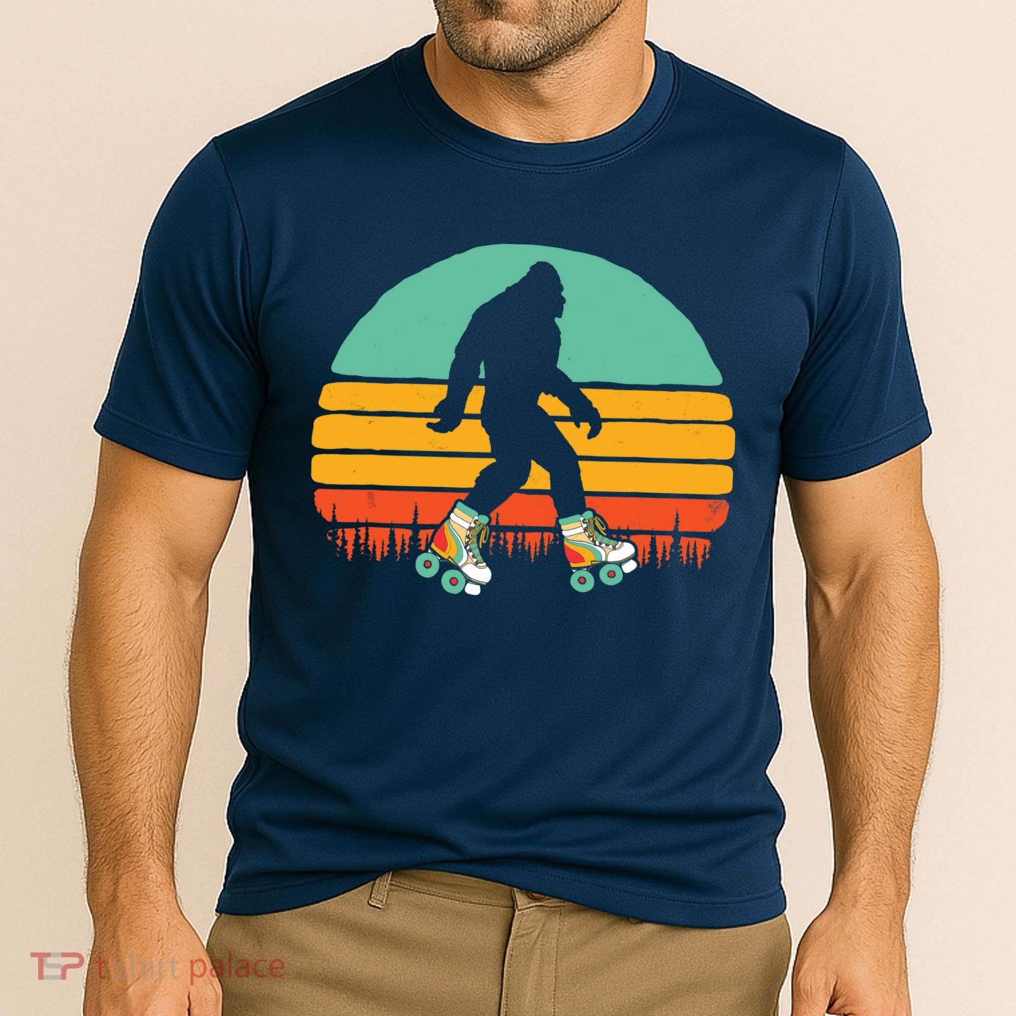 Retro Bigfoot Roller Skating Sasquatch 80s Skater Graphic Cooling Performance Crew T-Shirt