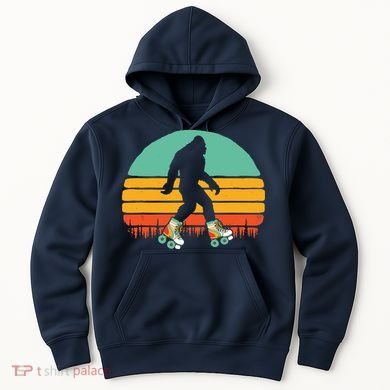 Retro Bigfoot Roller Skating Sasquatch 80s Skater Graphic Hoodie