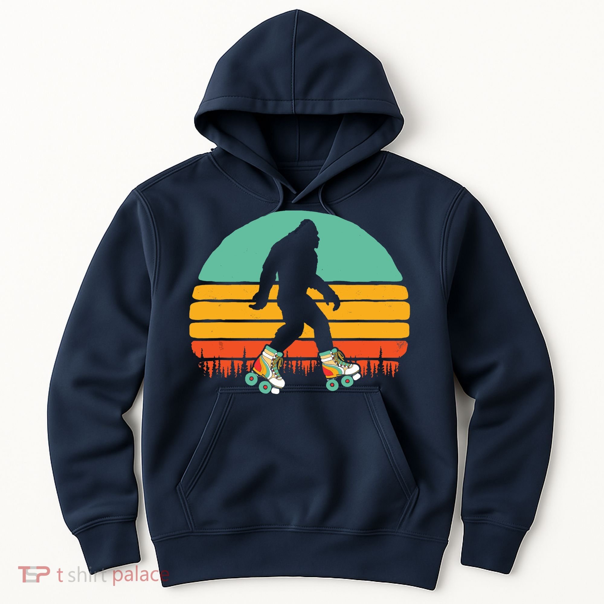 Retro Bigfoot Roller Skating Sasquatch 80s Skater Graphic Hoodie