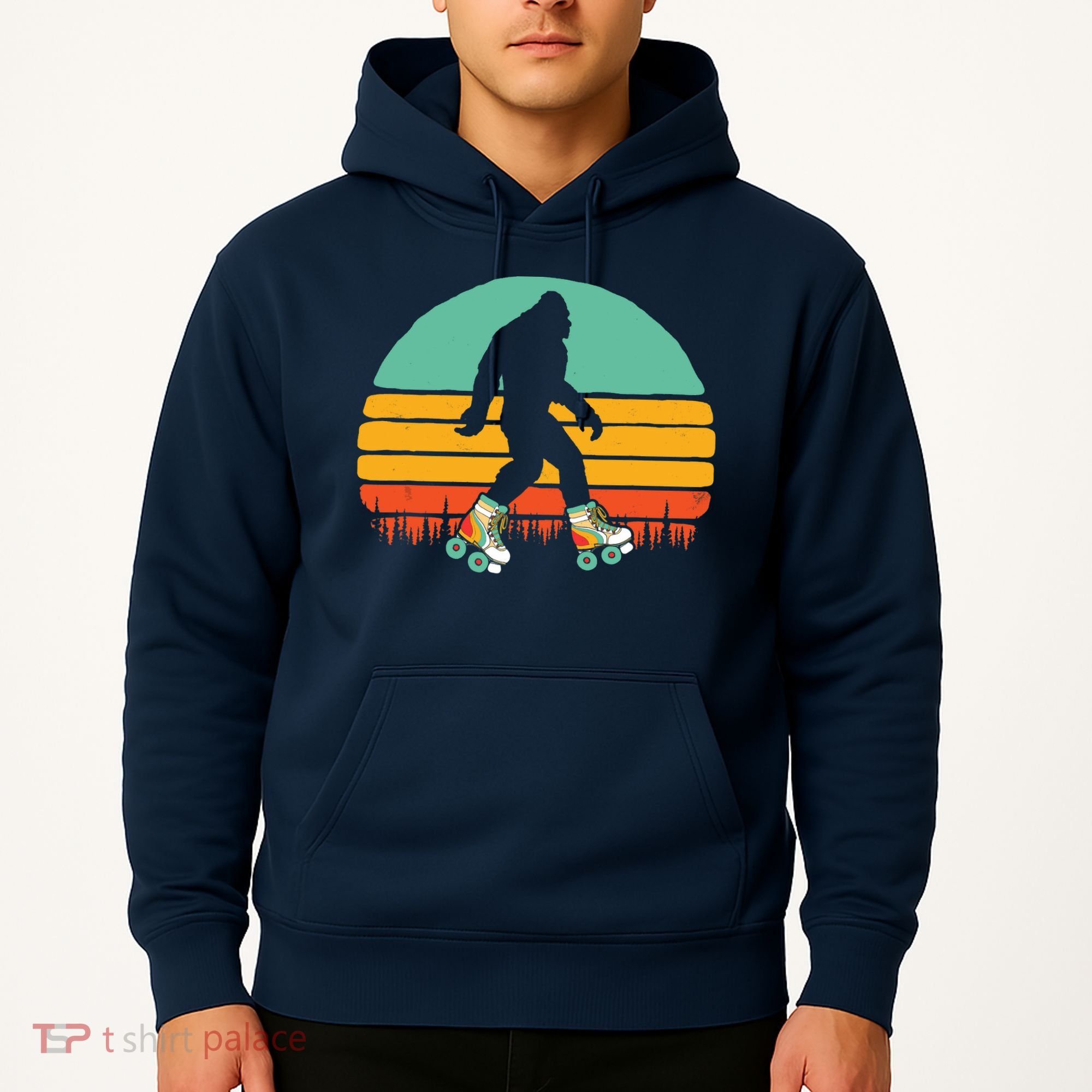 Retro Bigfoot Roller Skating Sasquatch 80s Skater Graphic Hoodie