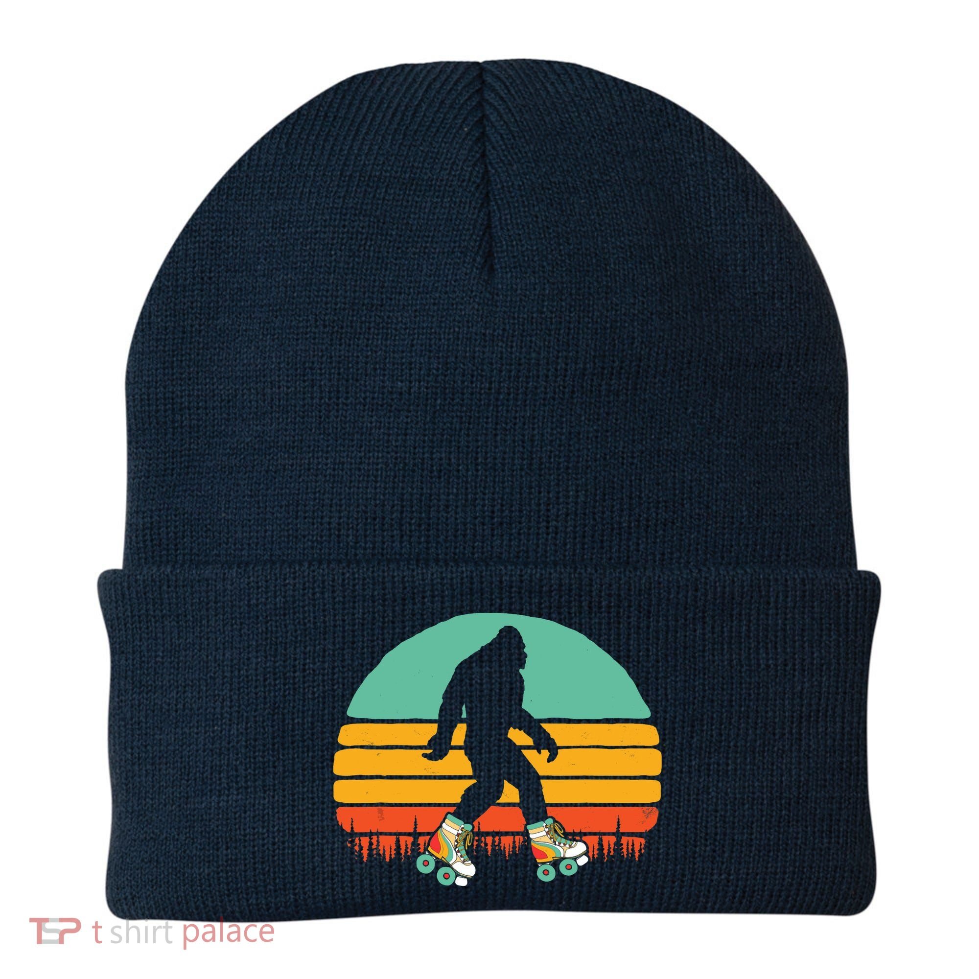 Retro Bigfoot Roller Skating Sasquatch 80s Skater Graphic Beanie