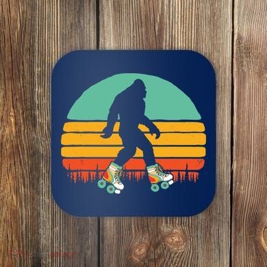 Retro Bigfoot Roller Skating Sasquatch 80s Skater Graphic Coaster