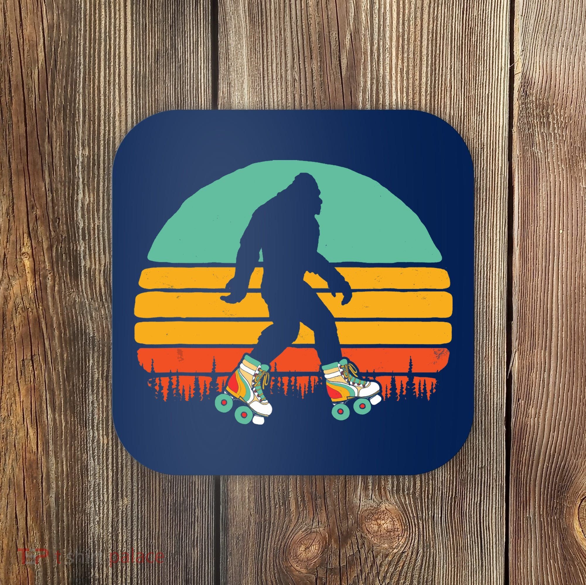 Retro Bigfoot Roller Skating Sasquatch 80s Skater Graphic Coaster