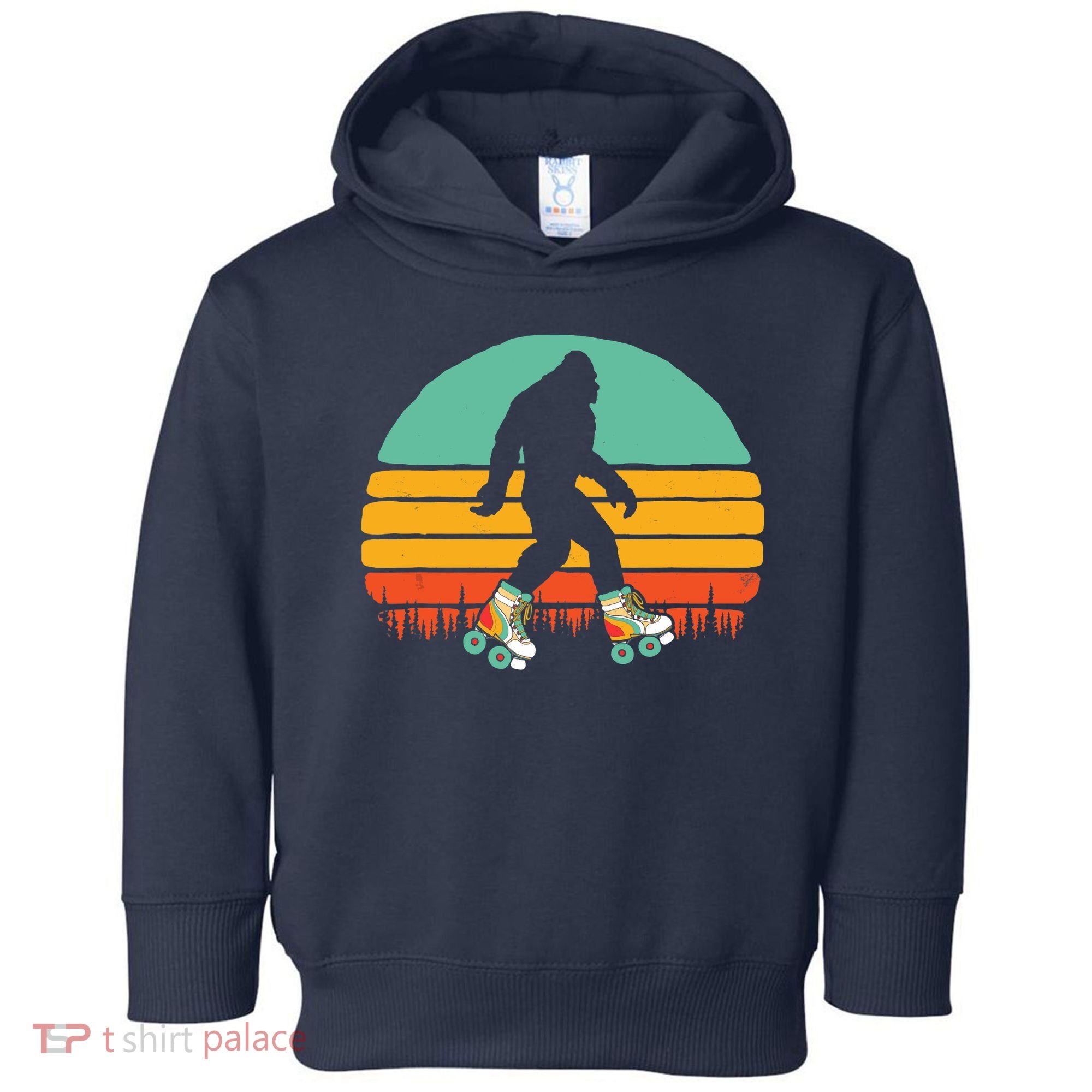 Retro Bigfoot Roller Skating Sasquatch 80s Skater Graphic Toddler Hoodie