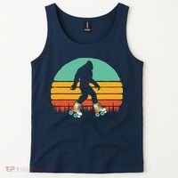 Retro Bigfoot Roller Skating Sasquatch 80s Skater Graphic Tank Top thumb 2