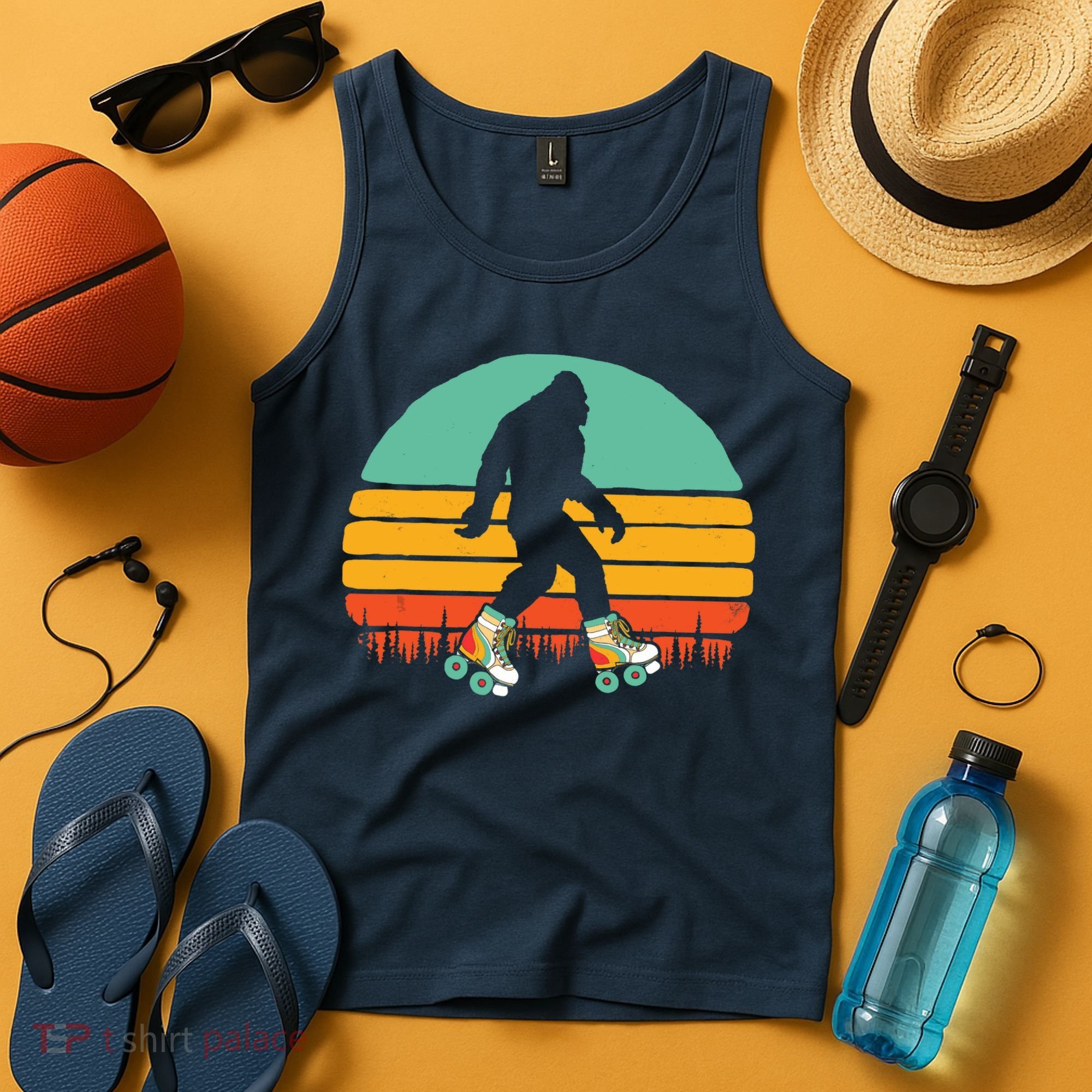 Retro Bigfoot Roller Skating Sasquatch 80s Skater Graphic Tank Top