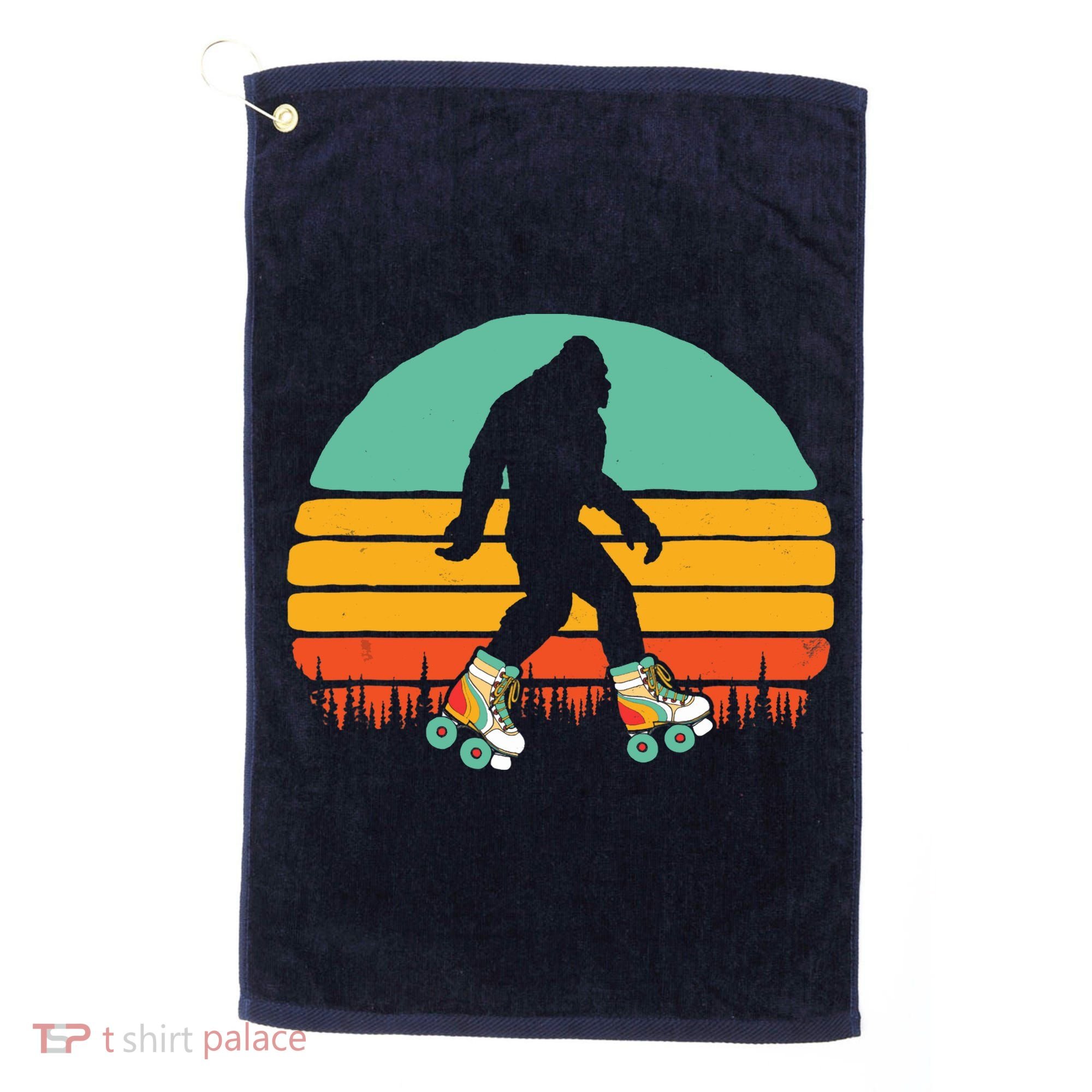 Retro Bigfoot Roller Skating Sasquatch 80s Skater Graphic Golf Towel