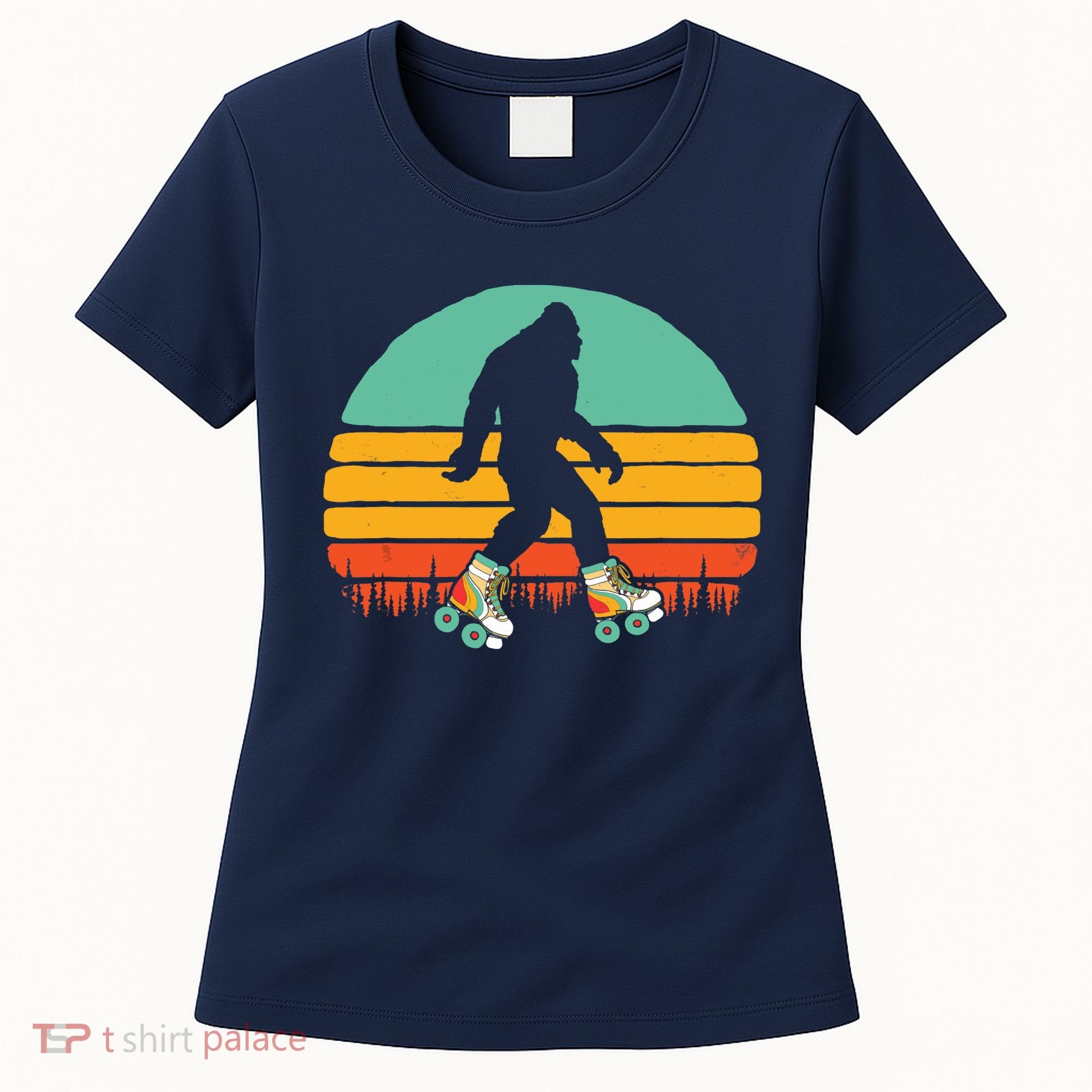 Retro Bigfoot Roller Skating Sasquatch 80s Skater Graphic Women's T-Shirt
