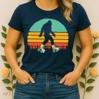 Retro Bigfoot Roller Skating Sasquatch 80s Skater Graphic Women's T-Shirt thumb 2