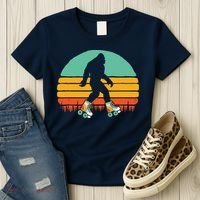 Retro Bigfoot Roller Skating Sasquatch 80s Skater Graphic Women's T-Shirt thumb 3