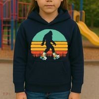 Retro Bigfoot Roller Skating Sasquatch 80s Skater Graphic Kids Hoodie thumb 3