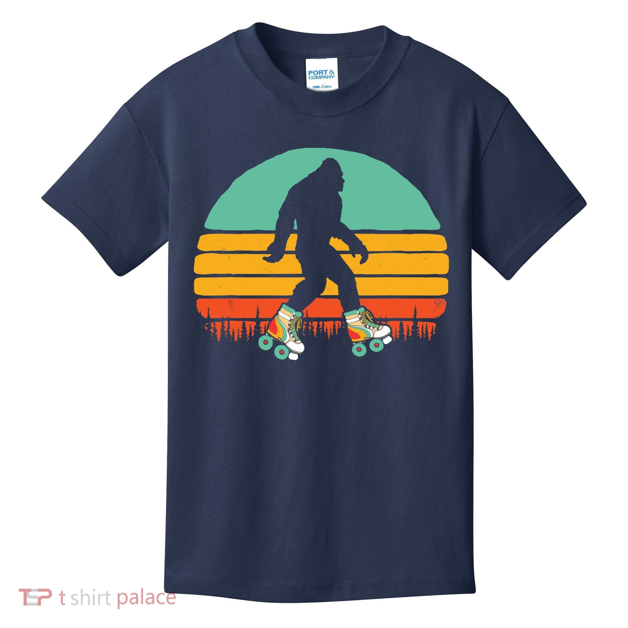 Retro Bigfoot Roller Skating Sasquatch 80s Skater Graphic Kids T-Shirt