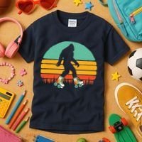 Retro Bigfoot Roller Skating Sasquatch 80s Skater Graphic Kids T-Shirt thumb 3