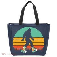 Retro Bigfoot Roller Skating Sasquatch 80s Skater Graphic Tote Bag thumb 0