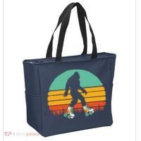 Retro Bigfoot Roller Skating Sasquatch 80s Skater Graphic Tote Bag thumb 2