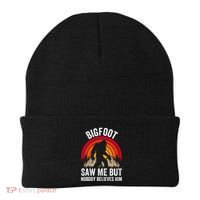 retro Bigfoot Saw Me But Nobody Believes Him Beanie thumb 0