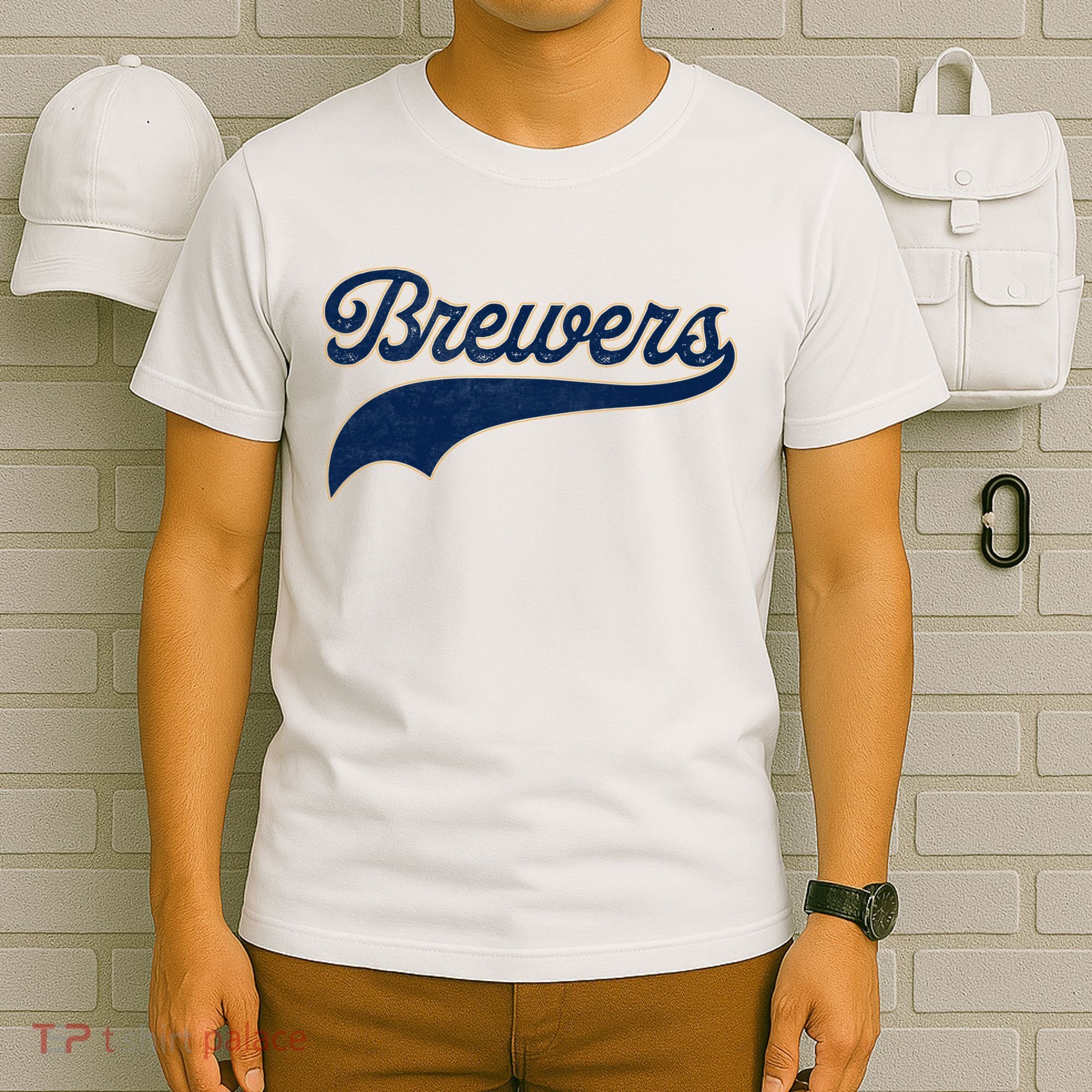 Retro Brewers Sports Fan Varsity Team Name T-Shirt