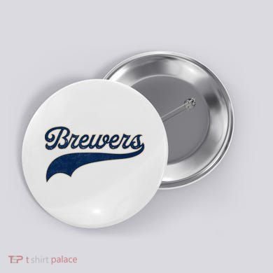 Retro Brewers Sports Fan Varsity Team Name Button