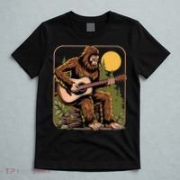 Retro Bigfoot Sasquatch Playing Acoustic Guitar Guitarist T-Shirt thumb 5