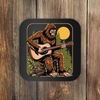 Retro Bigfoot Sasquatch Playing Acoustic Guitar Guitarist Coaster thumb 0