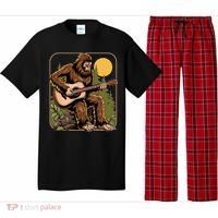 Retro Bigfoot Sasquatch Playing Acoustic Guitar Guitarist Pajama Set thumb 0