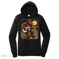 Retro Bigfoot Sasquatch Playing Acoustic Guitar Guitarist Women's Hoodie thumb 0
